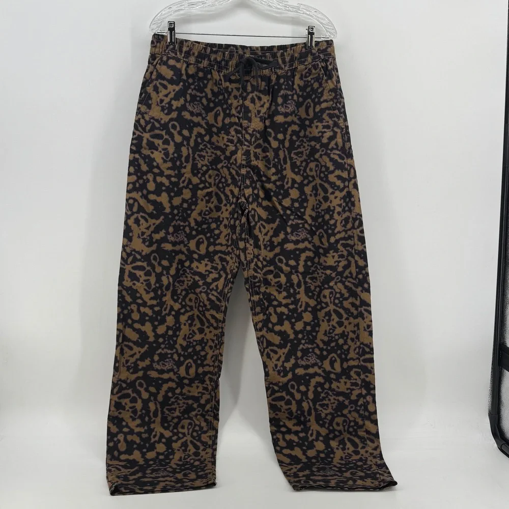 Vans Mens Baggy Tapered Elastic Waist Pants Brown Black‎ Abstract Print Size M